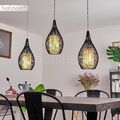 Hänge Leuchten Glas schwarz Wohn Schlaf Ess Zimmer Raum Pendel Leuchte 3-flammig