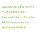 DELOCK LTE MIMO Antenne 2 x SMA Stecker 8 dBi direktional mit Anschlusskabel RG-