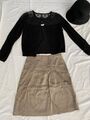 set: Rock Sandra Pabst Gr. 34 + Strickjacke Naf Naf Gr. S + Hut 100% Wolle