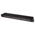 CAT6a Patchpanel 24 Port STP Netzwerk CAT 6a Verteilerfeld LSA geschirmt schwarz