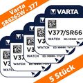 5 x Varta 377 SR626SW Uhrenatterien Knopfzellen SR66 SR626 AG4 1,55V