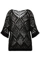 Angel of Style Damen große Größen Pullover oversized Ajourstrick V Ausschnitt