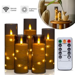 5x Flackernden Flammenlose Kerzen Eingebettete Lichterkette Led Kerzen mit Timer