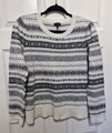 Wollpullover grau weiß Fairisle Style Talbots Gr. Large (UK12)