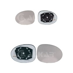 2X ALKAR SPIEGELGLAS BEHEIZBAR KONVEX LINKS+RECHTS passend für RENAULT TWINGO