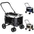 2 in 1 Hundebuggy Haustierwagen Hundetrolley mit abnehmbarem Korb