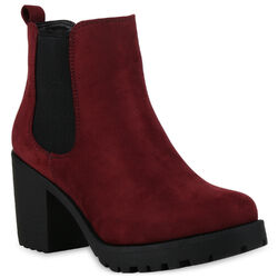 Damen Chelsea Boots Stiefeletten Blockabsatz Plateau Profilsohle 901879 New Look