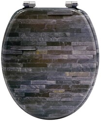 sanicomfort MDF Holzkern WC Klo Toiletten Sitz Deckel Brille Motiv Ziegel