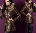 Damen Mantel braun Steppmantel gefüttert warm Winter Fell Kapuze Parka lang L