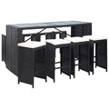 Gartenbar Set Poly Rattan Schwarz Gartentheke Bartisch Hocker 5/9-tlg. vidaXL