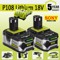 2x Original Für Ryobi Akku 18V 5,0Ah HP Lithium ONE Plus RB18L50 P108/Ladegerät