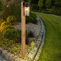 Stehlampe Außen Stehleuchte Holzoptik Gartenlampe Wegeleuchte Edelstahl H 100 cm