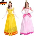 2025 Damen Prinzessin Peach Kleid Kostüm-Set für Karneval Cosplay Kleid