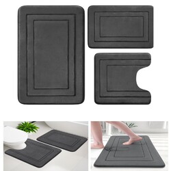 3-teilig Badematte Set Badteppich Badvorleger Teppich Duschmatte WC-Vorleger.