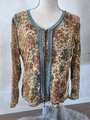 Oberteil Damen Leopard Top Tiger Chiffon Stretch Bluse Obertei 3 Vintage 46 44 