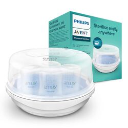 Philips Avent Mikrowellen Sterilisator, Dampf-Sterilisator für bis zu 4 Babyflas
