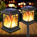 LED Solar Leuchte Garten Laterne Feuereffekt Deko Außen Hof Lampe Flammen-Effekt
