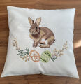 Kissenbezug ca. 40X40 cm *Ostern, Hase* Leinen-Optik aus Polyester und Leinen