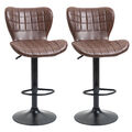 Barhocker 2er Set höhenverstellbar Drehbar Barstühle mit Fußstütze braun