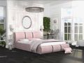 Bett mit Lattenrost  Jugendbett Doppelbett  gepolsterte Fusion Velours Rosa