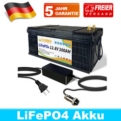 12V 200Ah Lithium Batterie LiFePO4 Akku BMS 10000+ Zyklen Wohnmobil Solaranlage 