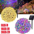200/100/50 LED Solar Lichterkette Beleuchtung Garten Party Innen Außen Deko IP65