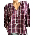 Sheego Bluse Tunika Karo-Kariert Langarm  V-Ausschnitt 40 bis 58 (7 152)