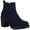 Damen Stiefeletten Chelsea Boots Profilsohle Blockabsatz 902287