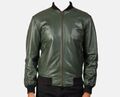 Italienische Handgefertigt Slim Fit Herren Weich Echt Lammfell Bomber Lederjacke