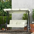 Outsunny 2 in 1 Hollywoodschaukel mit Liegefunktion 3-Sitzer Gartenschaukel