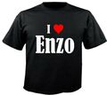 T-Shirt I Love Enzo für Damen Herren und Kinder Farben Schwarz Weiss Pink