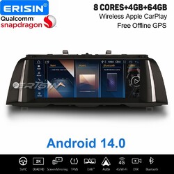 Qualcomm 10,25" IPS Android 14 Autoradio GPS 4G DAB+ CarPlay BMW 5er F10 F11 CICAcht-Kern√4GB+64GB√IDrive√Kamera√OEM Radio√Wifi√DSP√USB