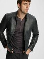 Herren Schwarze Lederjacke Echtes Lammleder Stylische Slim Fit Bikerjacke - 326