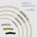 Lederkette geflochten Weiß | Armband/Halsband | Verschluss Silber/Schwarz/Gold