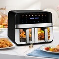 9L Doppel Heißluftfritteuse 8in1 2400W Dual Air Fryer Digital Heißluft-Fritteuse