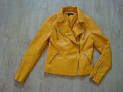 Damen Leder Biker Übergangs Jacke senf gelb Reisverschluss Gr. 36 von ONLY 