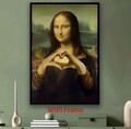 Bild 40x60cm  inkl.Holz Rahmen TheSmile MonaLisa Leonardo Da Vinci Historisc4171