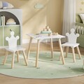 Kindersitzgruppe Kindertisch Set Spieltisch mit 2 Stühlen Weiß für Kinderzimmer