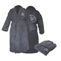 Dewello Bademantel Saunamantel Morgenmantel Baumwolle Frottee Unisex Grau