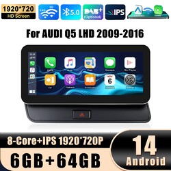 10.25" 8-Kern Android 14 Autoradio CarPlay 64G GPS Navi Für Audi Q5 8R 2009-2016