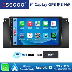 DAB+ Android 12 Apple Carplay Autoradio GPS NAV 2+32G Für BMW 5er E39 M5 X5 520i