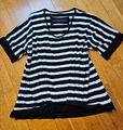 Shirt schwarz weiss gestreift Gr.44 / XL Bluse Pullover Top