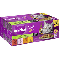 Whiskas Tasty Mix Multipack Mega Pack Chefs Choice in Sauce 40 x 85g (10,56€/kg)