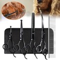 5x Profi Hundeschere Set Hunde Haarschere Fellschere mit Effilierschere Gebogene