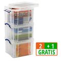 2 + 1 GRATIS: 2 Really Useful Box Aufbewahrungsboxen 3x 35,0 l transparent...