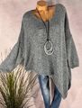 OVERSIZE Strick Pullover Zipfel Italy Asymmetrisch GRAU 38 40 42 44