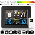 Funk Wetterstation LCD Farbdisplay Digitale Wecker Thermometer Innen-Außensensor