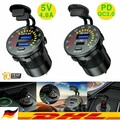 Steckdose QC3.0 USB Ladegerät Buchse 12V 24V für Motorrad Wasserdicht Auto KFZ