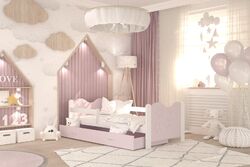 Kinderbett 80x160 Bett Jugendbett Lattenrost Matratze Bettkasten MICKI Weiß Rosadirekt vom Hersteller zu Ihnen nach Hause