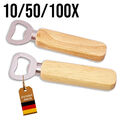 10x/50x Holz Flaschenöffner Bieröffner Kapselheber mit Holzgriff 14cm GRAVUR mgl